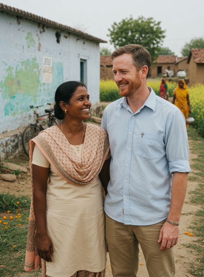 Portrait of Nate & Priya Okal