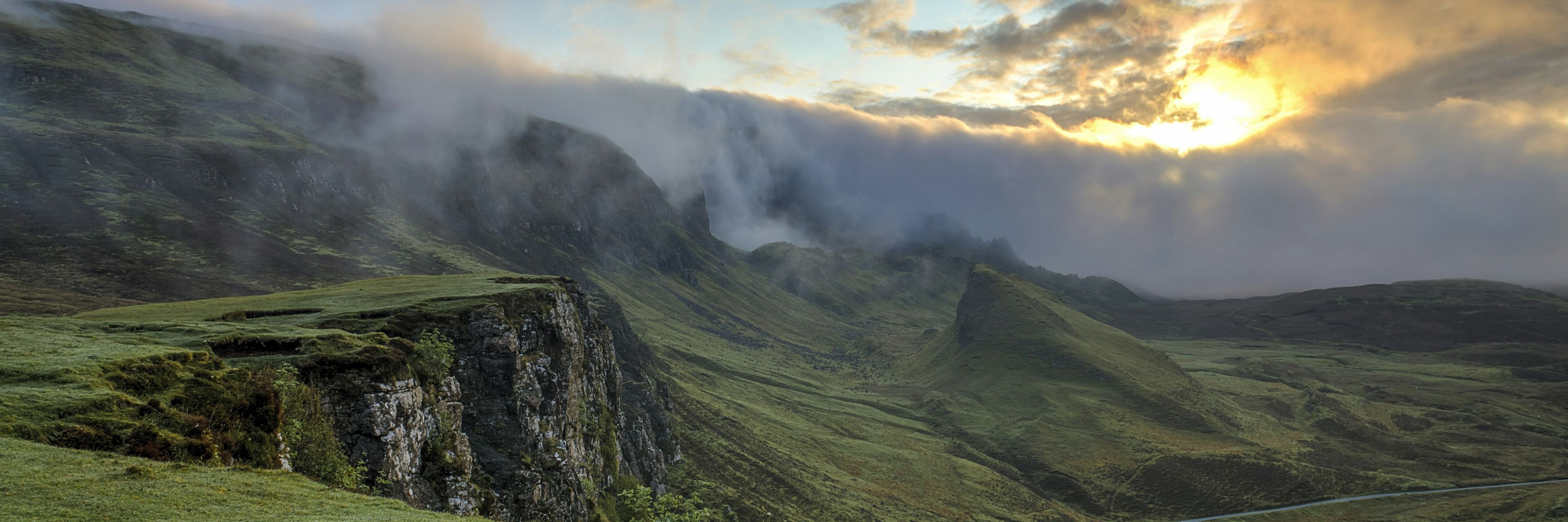 Highland valley at dusk